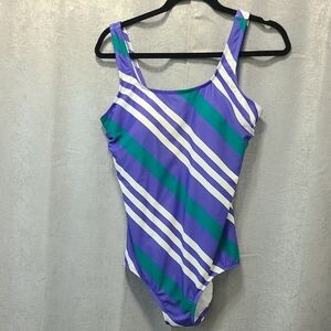 Lands' End Purple and‎ White Swimsuit
